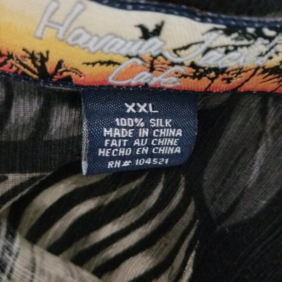 Havana Jack Cafe Men's Shirt XXL 100% Silk Tropical Button Up Short Sleeve - Picture 6 of 10